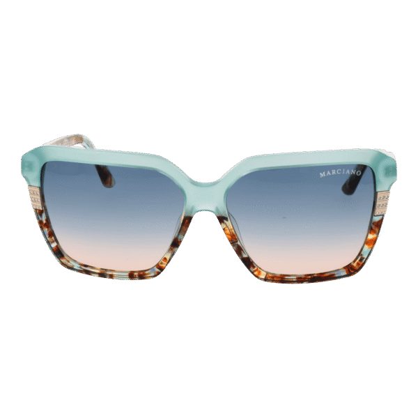 Marciano by Guess Sonnenbrille GM00009 5889W – Frontansicht mit Azetat Rahmen und Blau Gläsern