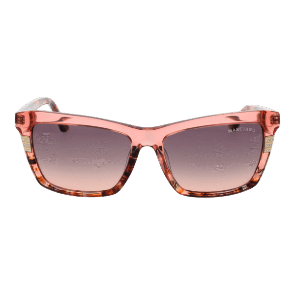 Marciano by Guess Sonnenbrille GM00010 5774F – Frontansicht mit Azetat Rahmen und Braun Gläsern