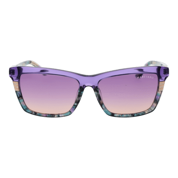 Marciano by Guess Sonnenbrille GM00010 5781Z – Frontansicht mit Azetat Rahmen und Lila Gläsern