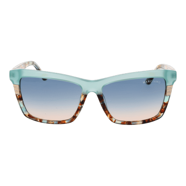 Marciano by Guess Sonnenbrille GM00010 5789W – Frontansicht mit Azetat Rahmen und Blau Gläsern