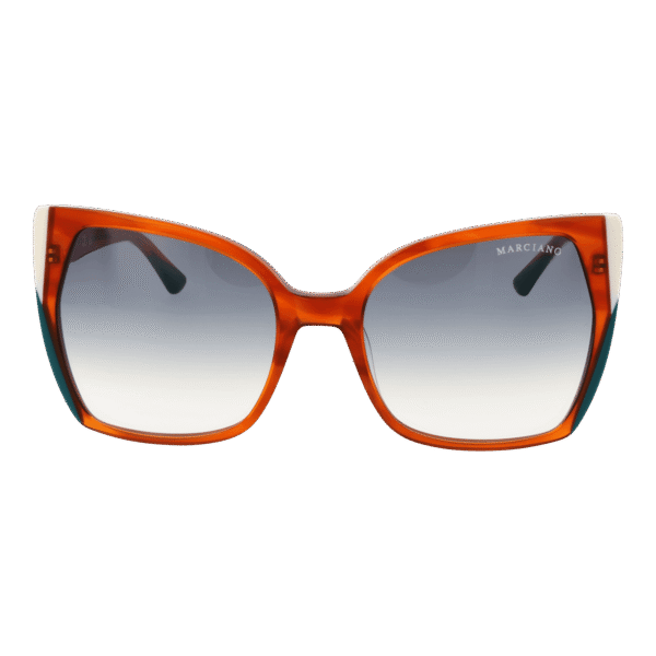 Marciano by Guess Sonnenbrille GM0831 5856B – Frontansicht mit Azetat Rahmen und Blau Gläsern