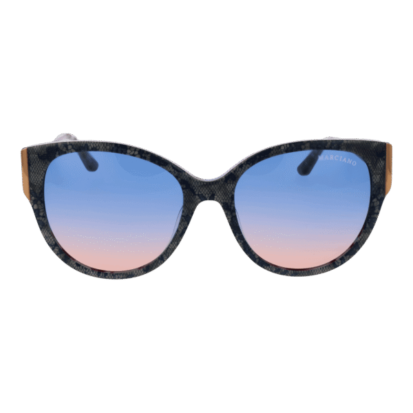 Marciano by Guess Sonnenbrille GM0834 5692W – Frontansicht mit Azetat Rahmen und Blau Gläsern