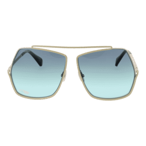 Max Mara Sonnenbrille MM0006 6418W – Frontansicht mit Metall Rahmen und Blau Gläsern