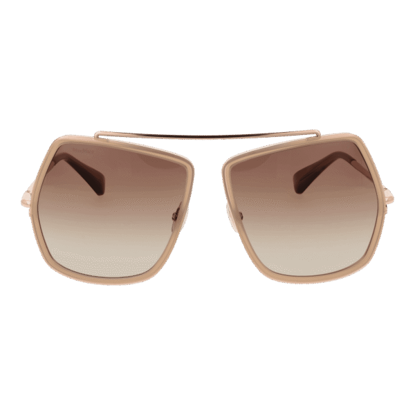 Max Mara Sonnenbrille MM0060 6460F – Frontansicht mit Metall Rahmen und Braun Gläsern