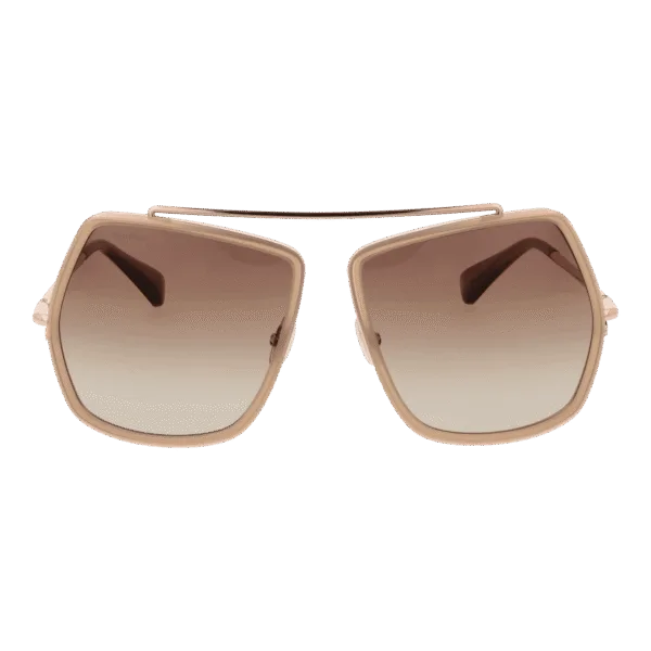 Max Mara Sonnenbrille MM0060 6460F – Frontansicht mit Metall Rahmen und Braun Gläsern