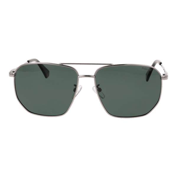 Polaroid Sonnenbrille PLD 4141/G/S/X 596LBUC – Frontansicht mit Metall Rahmen und Grün Gläsern