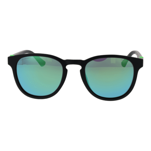Police Sonnenbrille SPLF60 53U28V – Frontansicht mit Kunststoff Rahmen und Grün Gläsern