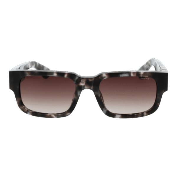 Police Sonnenbrille SPLP24 5407MR – Frontansicht mit Zellulose Azetat Rahmen und Braun Gläsern