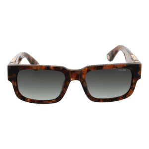 Police Sonnenbrille SPLP24 540AER – Frontansicht mit Zellulose Azetat Rahmen und Grün Gläsern