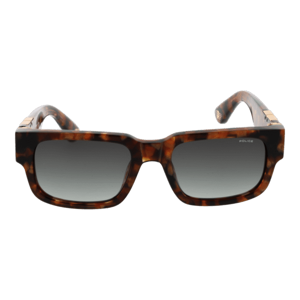 Police Sonnenbrille SPLP24 540AER – Frontansicht mit Zellulose Azetat Rahmen und Grün Gläsern