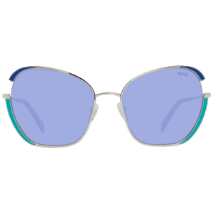 Pucci Sonnenbrille EP0131 5828W – Frontansicht mit Metall Rahmen und Blau Gläsern