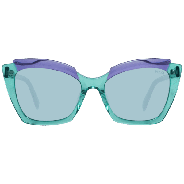 Pucci Sonnenbrille EP0145 5687V – Frontansicht mit Kunststoff Rahmen und Grün Gläsern