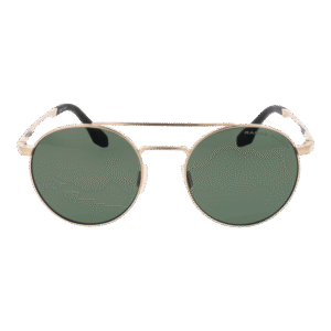 Range Rover Sonnenbrille RRS101 51GLD – Frontansicht mit Titan Rahmen und Grün Gläsern