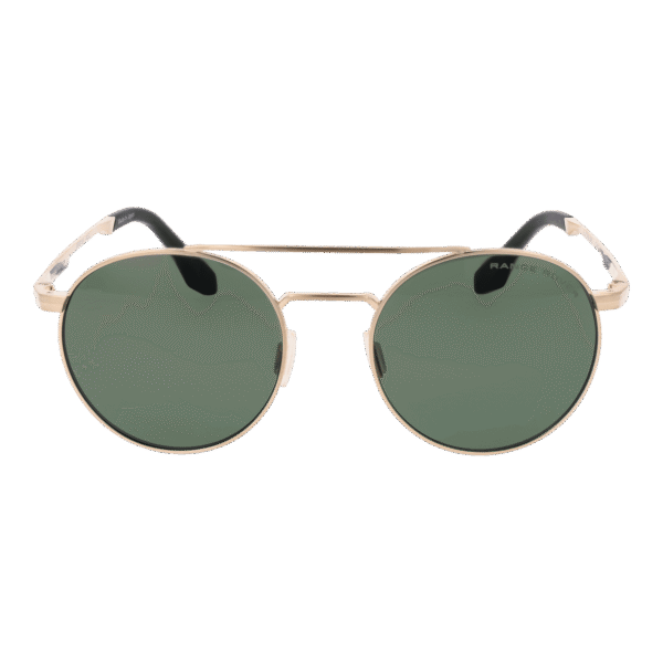 Range Rover Sonnenbrille RRS101 51GLD – Frontansicht mit Titan Rahmen und Grün Gläsern