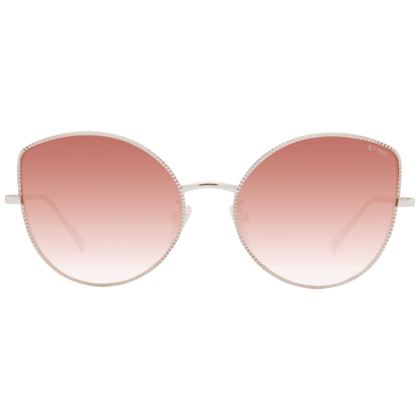 Sting Sonnenbrille SST313 56300G – Frontansicht mit Metall Rahmen und Rot Gläsern