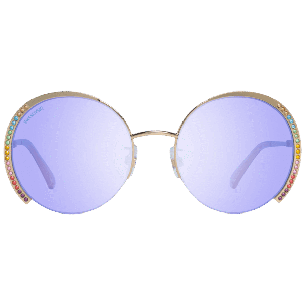 Swarovski Sonnenbrille SK0280-H 5632W – Frontansicht mit Metall Rahmen und Blau Gläsern