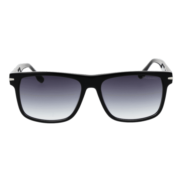 Trussardi Sonnenbrille TSM9006 57A01 – Frontansicht mit Azetat Rahmen und Grau Gläsern