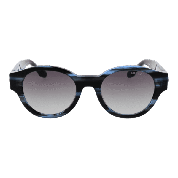 Trussardi Sonnenbrille TSM9008 51E02 – Frontansicht mit Azetat Rahmen und Grau Gläsern