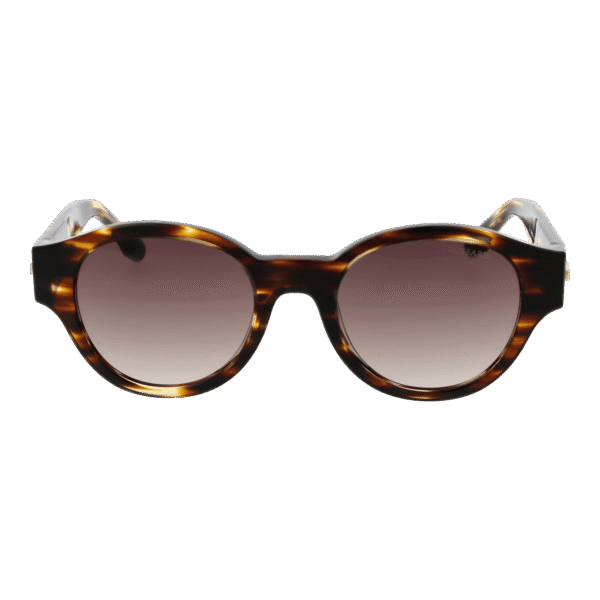 Trussardi Sonnenbrille TSM9008 51E04 – Frontansicht mit Azetat Rahmen und Braun Gläsern