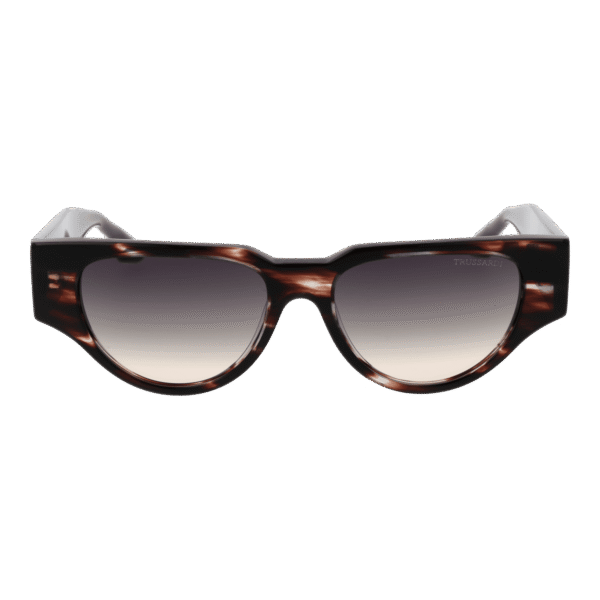 Trussardi Sonnenbrille TSW9035 54E01 – Frontansicht mit Azetat Rahmen und Grau Gläsern