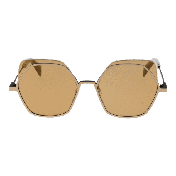 Yohji Yamamoto Sonnenbrille YY7031 52479 – Frontansicht mit Edelstahl Rahmen und Beige Gläsern