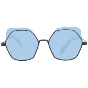 Yohji Yamamoto Sonnenbrille YY7031 52902 – Frontansicht mit Metall & Kunststoff Rahmen und Blau Gläsern