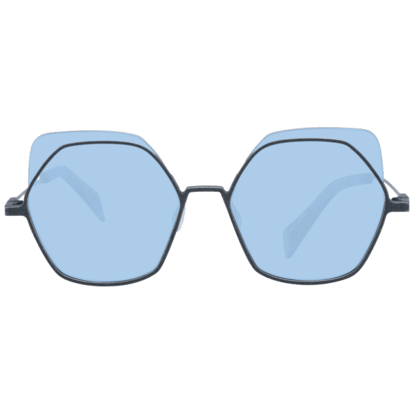 Yohji Yamamoto Sonnenbrille YY7031 52902 – Frontansicht mit Metall & Kunststoff Rahmen und Blau Gläsern