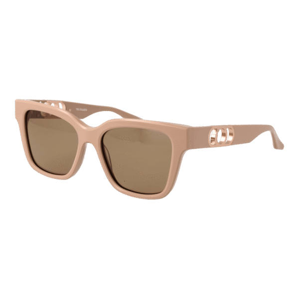 Trussardi Quadrat Sonnenbrille TSW9012 55D01 in Beige – 45° Seitenansicht