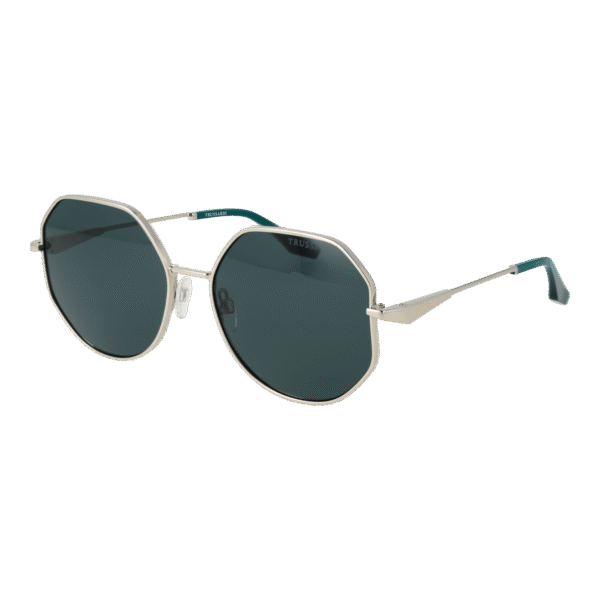 Trussardi Geometric Sonnenbrille TSW3012 5603B in Silber – 45° Seitenansicht