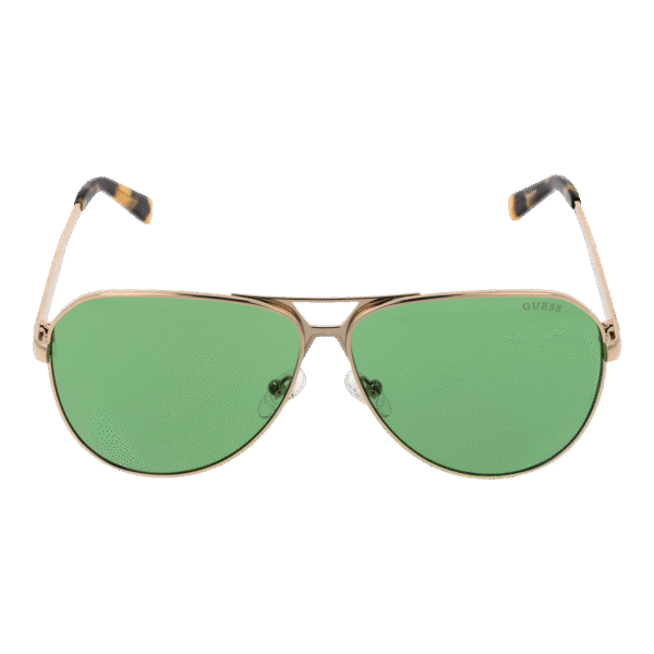 Guess Sonnenbrille GU00069 6132N – Frontansicht mit Metall Rahmen und Grün Gläsern