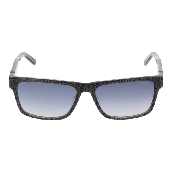 Guess Sonnenbrille GU00074 5592W – Frontansicht mit Kunststoff Rahmen und Blau Gläsern