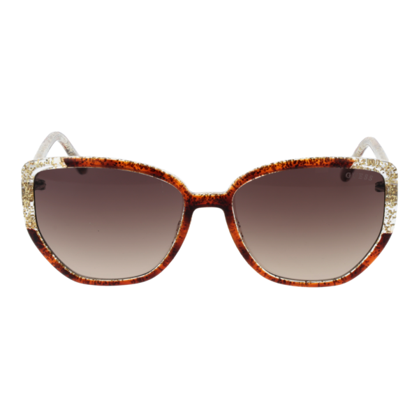 Guess Sonnenbrille GU7882 5552F – Frontansicht mit Kunststoff Rahmen und Braun Gläsern