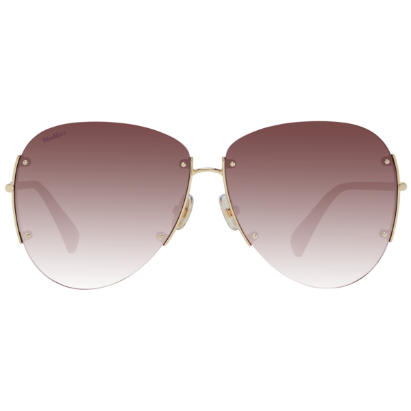 Max Mara Sonnenbrille MM0001 6230F – Frontansicht mit Metall Rahmen und Burgunder Gläsern