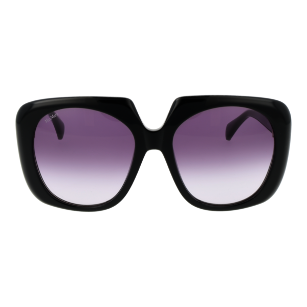 Max Mara Sonnenbrille MM0047 5601B – Frontansicht mit Kunststoff Rahmen und Lila Gläsern