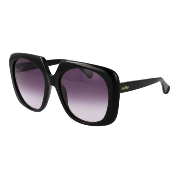Max Mara Sonnenbrille MM0047 5601B – 45° Seitenansicht Max Mara Rund Sonnenbrille MM0047 5601B in Schwarz – 45° Seitenansicht