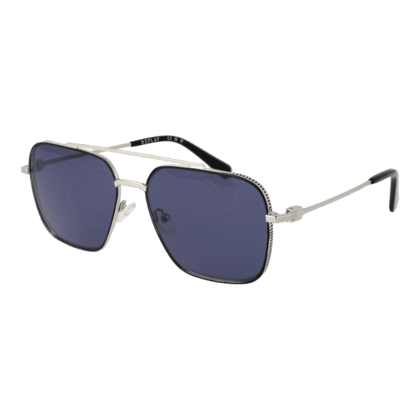 Replay Sonnenbrille RY459V 5702S – 45° Seitenansicht Replay Quadrat Sonnenbrille RY459V 5702S in Silber – 45° Seitenansicht