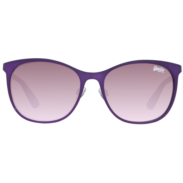 Superdry Sonnenbrille SDS Echoes 56020 – Frontansicht mit Edelstahl Rahmen und Lila Gläsern