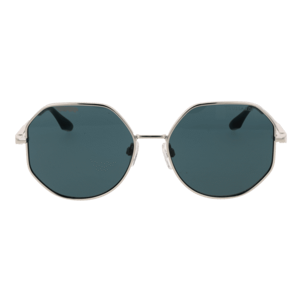 Trussardi Sonnenbrille TSW3012 5603B – Frontansicht mit Metall Rahmen und Türkis Gläsern