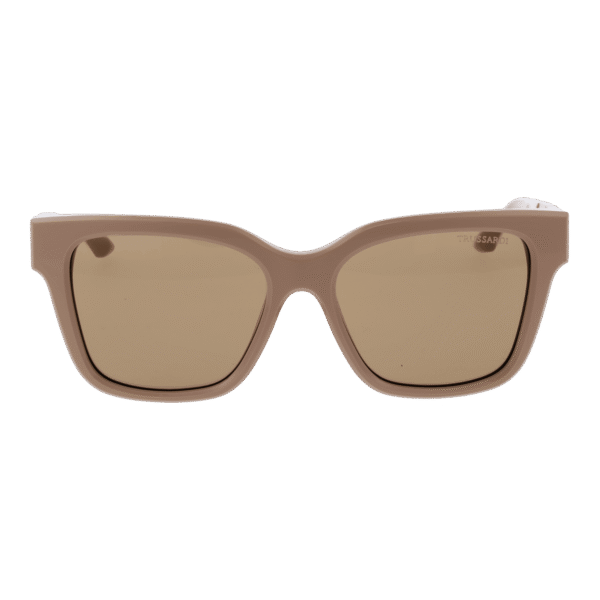 Trussardi Sonnenbrille TSW9012 55D01 – Frontansicht mit Azetat Rahmen und Beige Gläsern