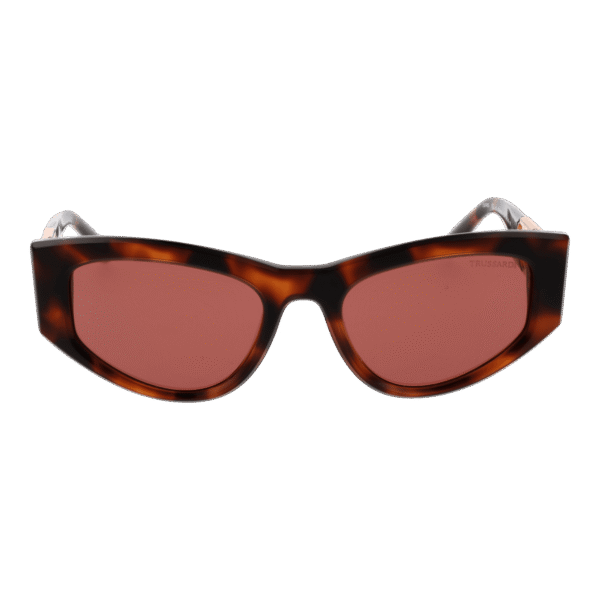 Trussardi Sonnenbrille TSW9013 54G21 – Frontansicht mit Azetat Rahmen und Rot Gläsern