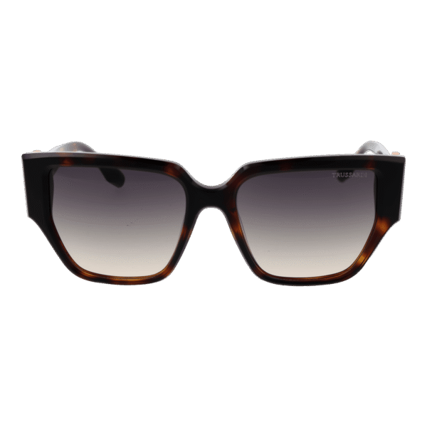 Trussardi Sonnenbrille TSW9023 55G21 – Frontansicht mit Azetat Rahmen und Grau Gläsern