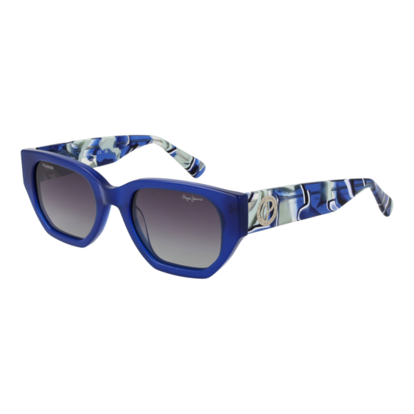 Pepe Jeans Oval Sonnenbrille PJ7411 52646P in Blau – 45° Seitenansicht