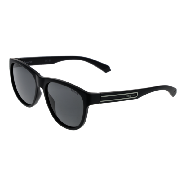 Polaroid Rund Sonnenbrille PLD 2156/S 56003M9 in Schwarz – 45° Seitenansicht