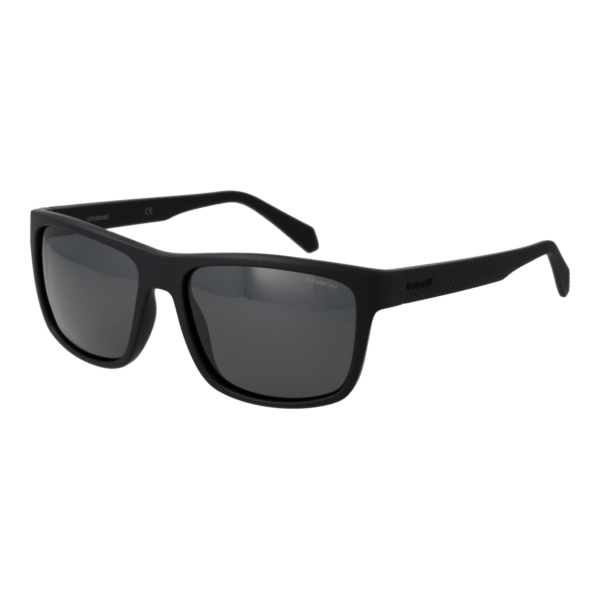 Polaroid Rechteck Sonnenbrille PLD 2058/S 55003M9 in Schwarz – 45° Seitenansicht