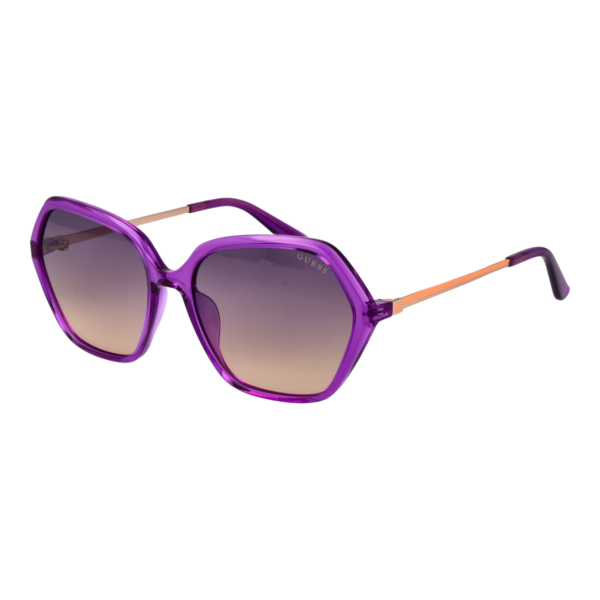Guess Quadrat Sonnenbrille GU00134 5581Z in Lila – 45° Seitenansicht