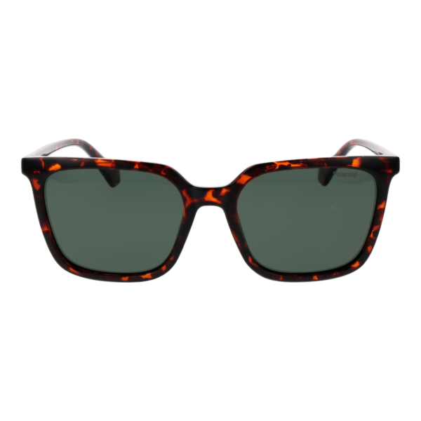 Polaroid Sonnenbrille PLD 4163/S 55086UC – Frontansicht mit Polycarbonat Rahmen und Grün Gläsern