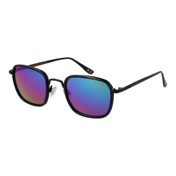 Superdry Quadrat Sonnenbrille SDS Vintageelite 51204 in Schwarz – 45° Seitenansicht