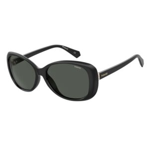 Polaroid Rechteck Sonnenbrille PLD 4097/S 57807M9 in Schwarz – 45° Seitenansicht