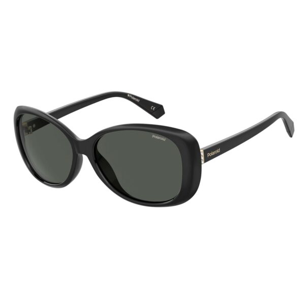 Polaroid Rechteck Sonnenbrille PLD 4097/S 57807M9 in Schwarz – 45° Seitenansicht