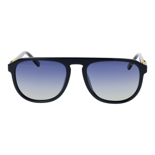 Fila Sonnenbrille SFI528 566EMP – Frontansicht mit Gummi Rahmen und Blau Gläsern